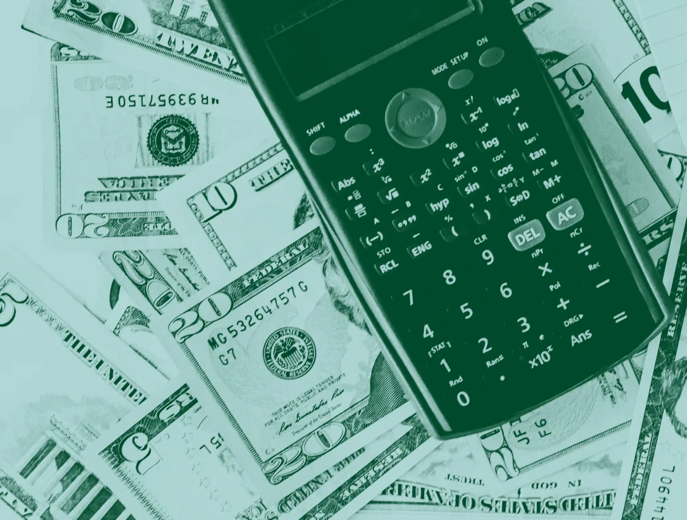 Woman presenting financial slideshow on living room TV