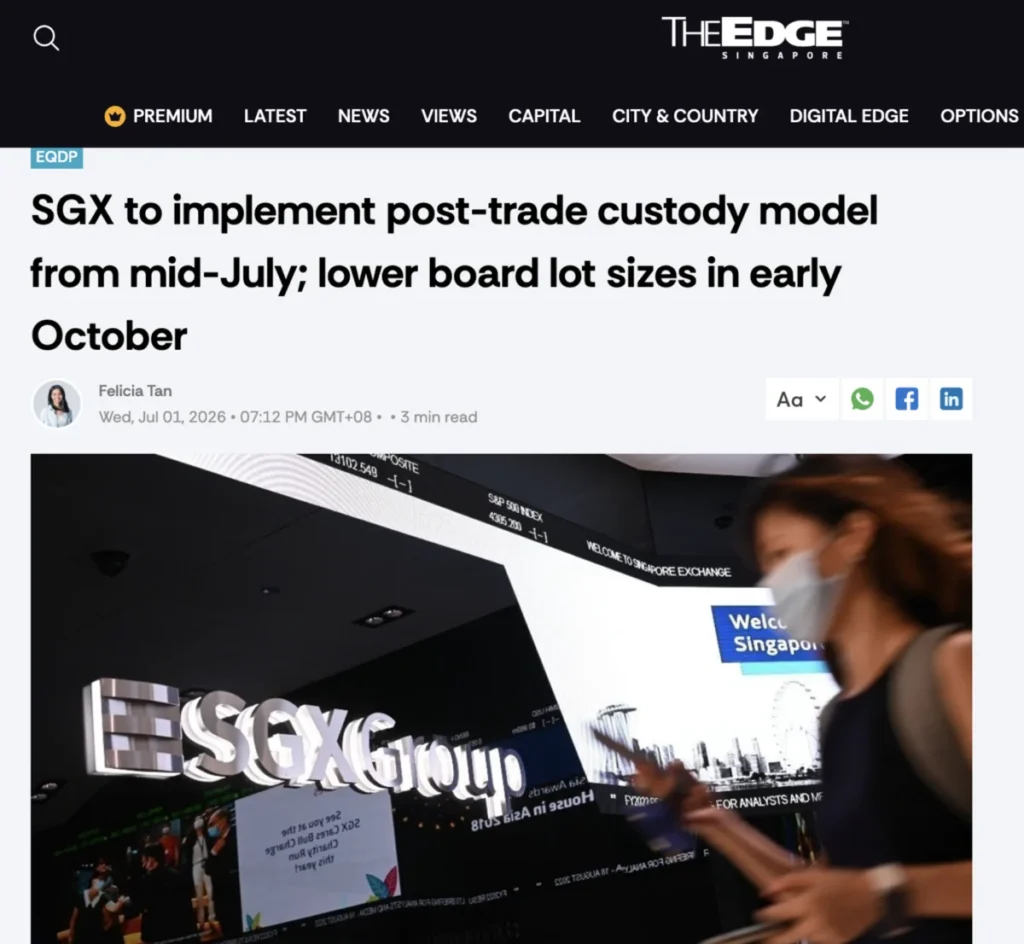 SGX board lot size reduction announcement screenshot