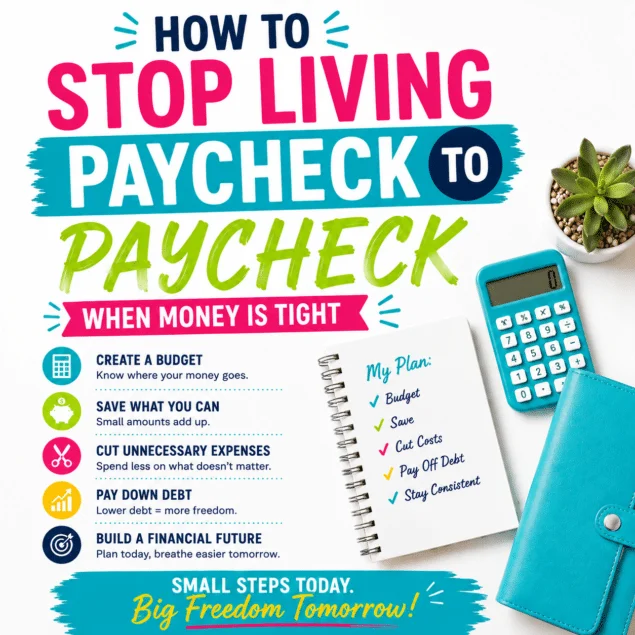 Flat-lay budget guide with pen and expense tracker