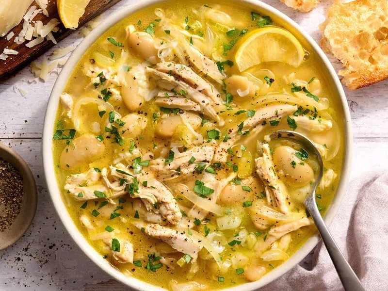 Bowl of chicken and white bean stew