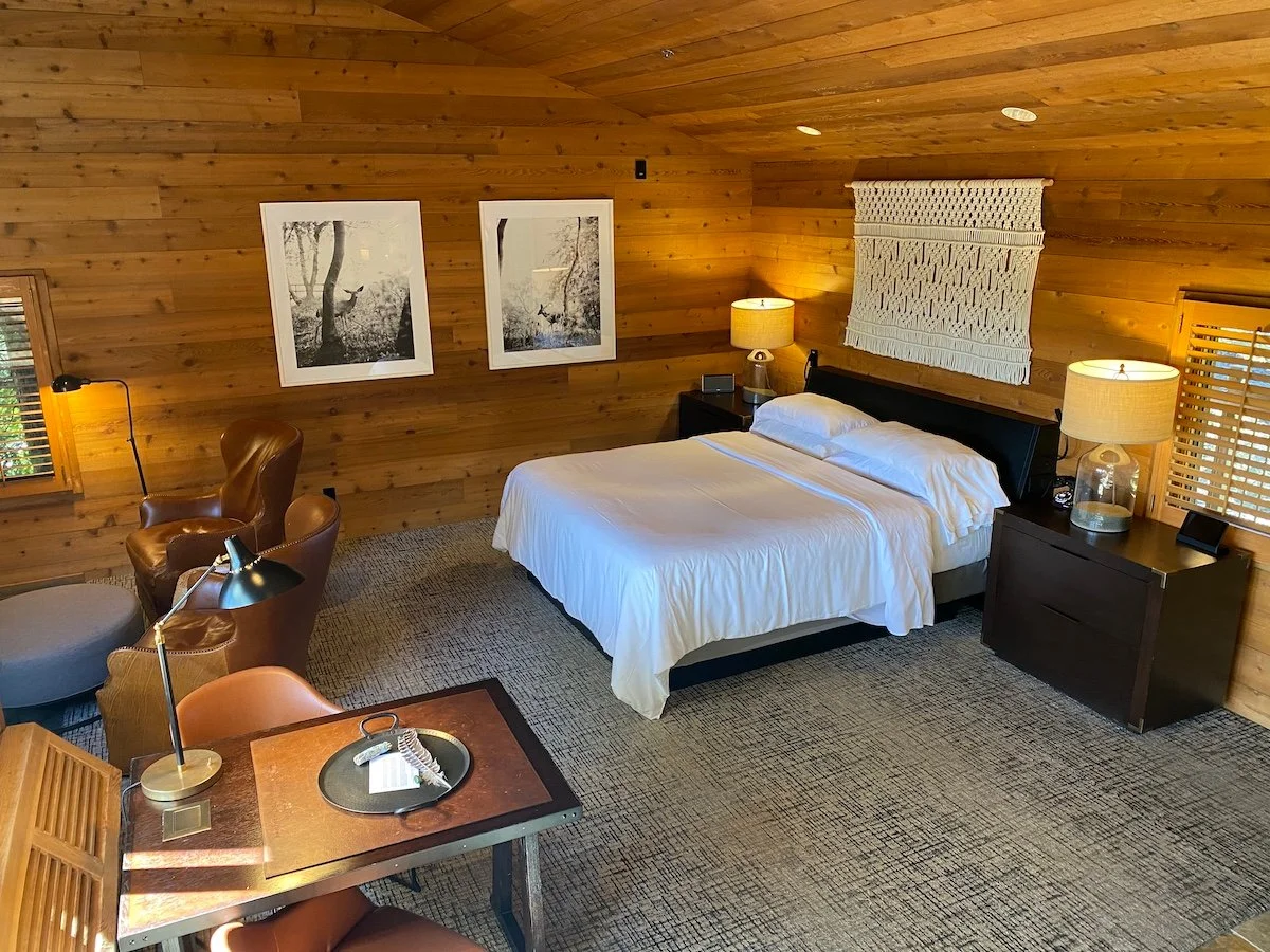 Resort hotel suite overlooking ocean coastline