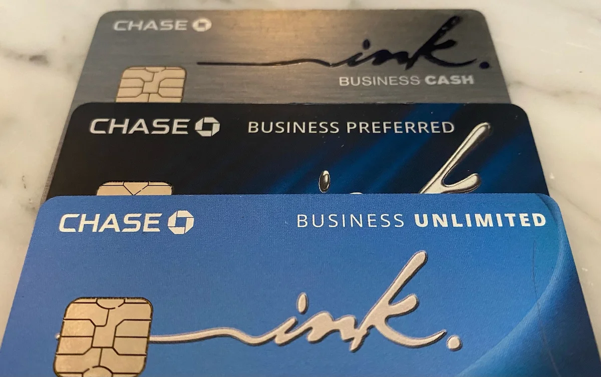 Row of Chase Ink business credit cards side by side